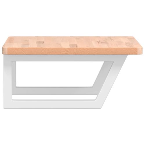 Półka ścienna pod umywalkę, stal i lite drewno bukowe na Arena.pl