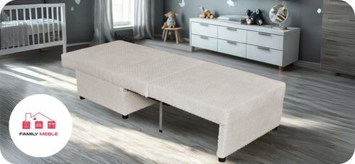Fotel rozkładany funkcja spania KIMO pojemnik na pościel Family Meble beż na Arena.pl
