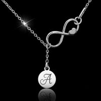 Naszyjnik srebrny damski nieskończoność z sercem i literką biżuteria 925