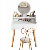 TOALETKA KOSMETYCZNA DO MAKIJAŻU Z LUSTREM BIAŁA STYL SKANDYNAWSKI LOFT