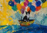 Plakat 59,4x42cm Kot na Łodzi