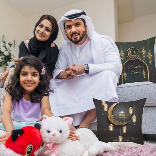 Poszewka dekoracyjna 45 x 45cm wzór RAMADAN Eid Mubarak - Zestaw 4 sztuk na Arena.pl