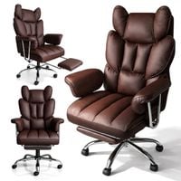 fotel biurowy obrotowy relax pro z podnóżkiem - ecoskóra brązowy ciemny