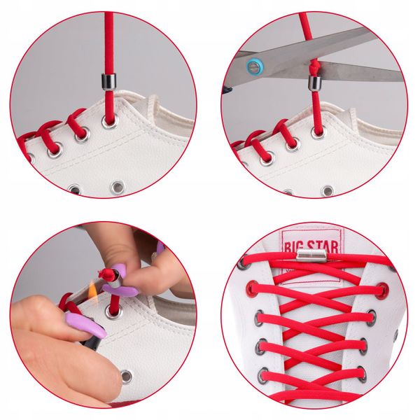 Sznurowadła bez wiązania czerwone z metalową spinką 100cm. zdjęcie 1