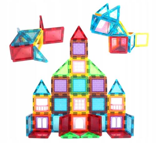 KLOCKI MAGNETYCZNE 3D konstrukcyjne DUŻE Zestaw 45 el. Magnetic Tiles na Arena.pl