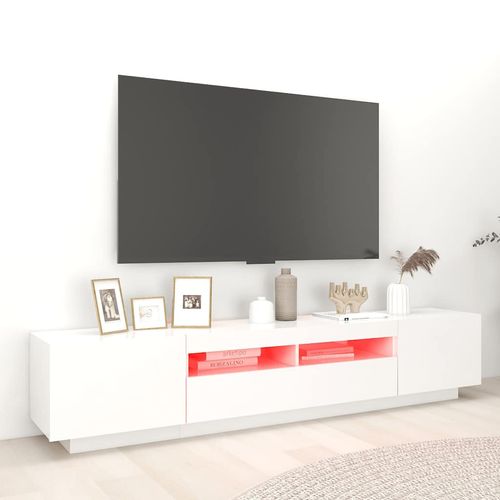 Szafka pod TV z oświetleniem LED, biała, 200x35x40 cm na Arena.pl