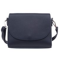 VERA PELLE torebka skórzana listonoszka 3 komorowa z paskiem V020 granatowa