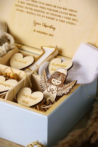 Pamiątka Chrztu Świętego Prezent na Chrzest z Grawerem BŁĘKITNE na Arena.pl