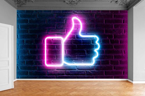 Fototapeta CEGŁA NEON ELEKTRONICZNY DŁOŃ 370x250 na Arena.pl