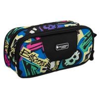 piórnik szkolny z poliestru ze wzorem imitującym graffiti, zapinany