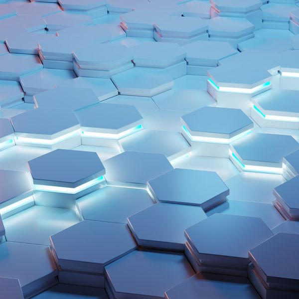Fototapeta Niebieskie HEKSAGONY Nowoczesny Wzór 3D Abstrakcja 360cm x 240cm zdjęcie 4
