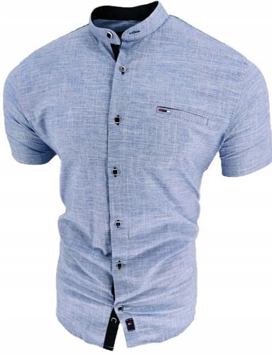 KOSZULA MĘSKA BŁĘKITNA KRÓTKI RĘKAW SIGN 1754 STÓJKA M 39/40 na Arena.pl