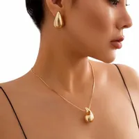 KOMPLET BIŻUTERII ZŁOTEJ STAL CHIRURGICZNA KROPLA ŁEZKA