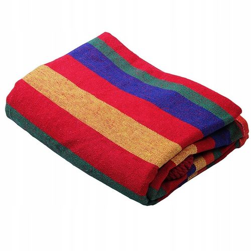 Wiszący Hamak 2-Osobowy Wielokolorowy z Drążkiem Mocny 150 cm Czerwony na Arena.pl