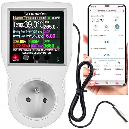 TERMOSTAT ELEKTRONICZNY WiFi WATOMIERZ TIMER APLIKACJA GNIAZDKO 230V na Arena.pl