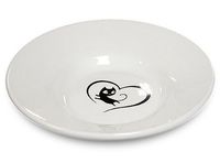 Płaska miska ceramiczna dla kota - biała z motywem serca Yarro 15,5 x 3cm
