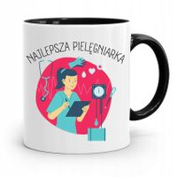 Kubek Czarny Prezent Dla Najlepszej Pielęgniarki Z Nadrukiem Ze Zdjęciem