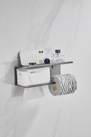 Kelelife Uchwyt na Papier Toaletowy Bez Wiercenia z Półką 30 cm Czarny