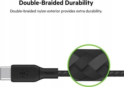 Belkin - Kabel Boost - USB-C do USB-C PD, 5A 100W, z oplotem nylonowym, 3 m na Arena.pl