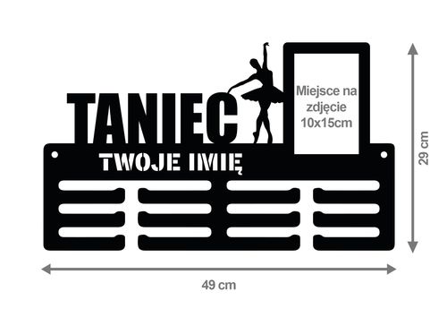 Wieszak na medale TANIEC ramka na zdjęcie, dowolny tekst  250.3 na Arena.pl