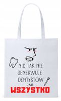Dla Dentysty Stomatologa Torba Eco Biała Shopper Z Nadrukiem Ze Zdjęciem