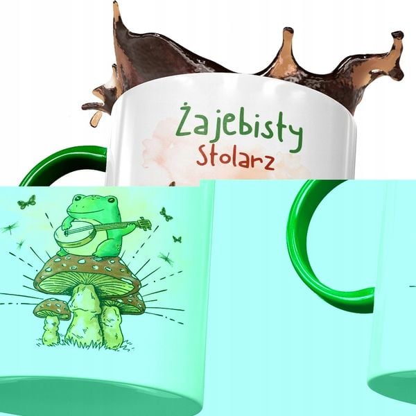 Kubek Zielony Dla Stolarza Żajebisty Stolarz Z Nadrukiem Ze Zdjęciem zdjęcie 1