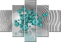 105CM 150CM ZEGAR 5 ELEM KULE FUTURYSTYCZNYM POKOJU 3D TURKUS DRUK OBRAZ