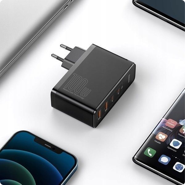 Ładowarka BASEUS GaN2 PRO 100W 2x USB-C/USB PD QC4 + Kabel USB-C zdjęcie 9