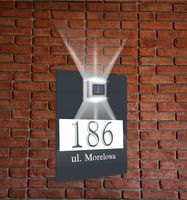 antracyt TABLICZKA ADRESOWA dibond podświetlana numer domu 40x30 pionowa