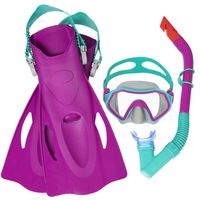 zestaw do snorkelingu maska z rurką i płetwami różowy 7+ bestway25046