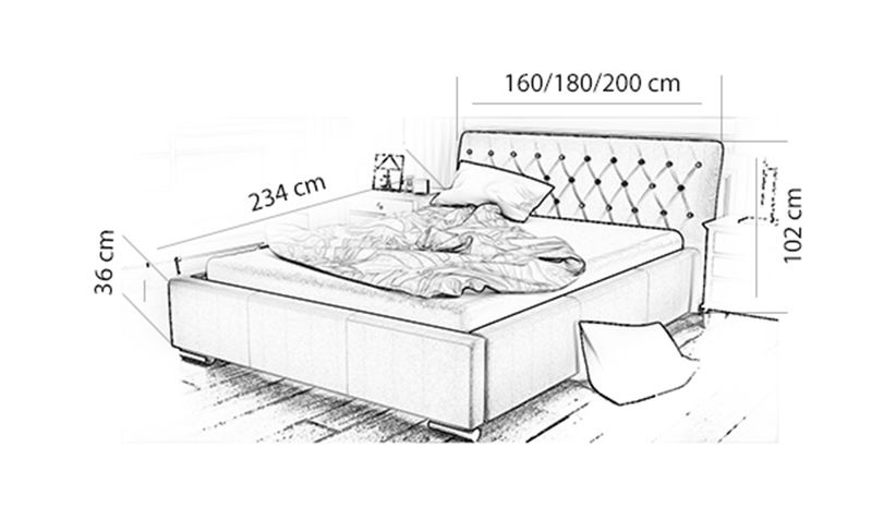 STYLOWE ŁÓŻKO 160X200 TAPICEROWANE NOWOŚĆ Z POJEMNIKIEM zdjęcie 7