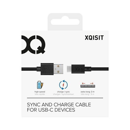 xqisit kabel charge & sync usb a -usb c3.0m czarny/black 31298 na Arena.pl