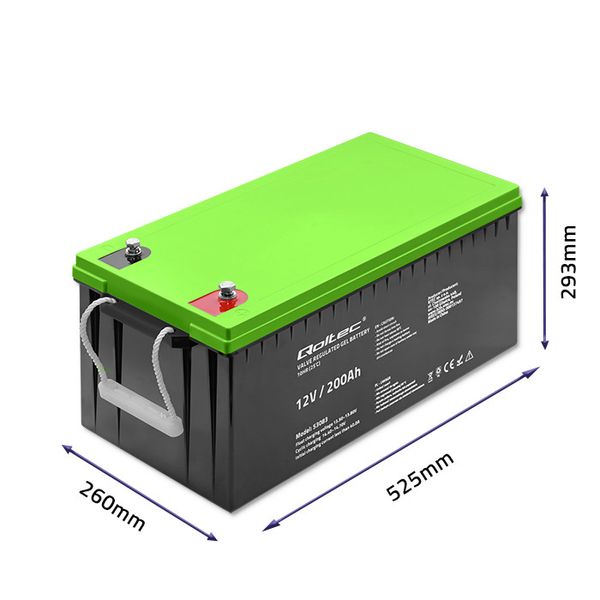 Qoltec Akumulator żelowy 12V 200Ah GEL zdjęcie 9