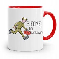 Kubek Czerwony Dla Mechanika Biegnę To Naprawić Z Nadrukiem Ze Zdjęciem