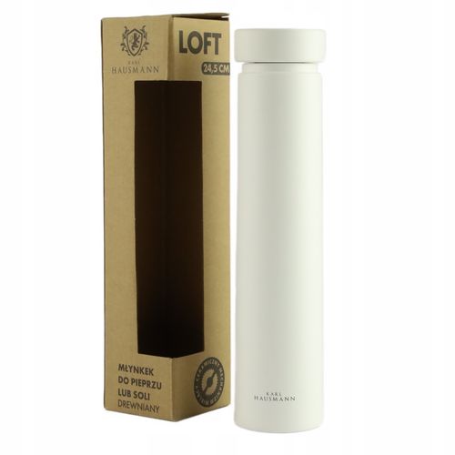 RĘCZNY MŁYNEK DO MIELENIA SOLI PIEPRZU PRZYPRAW BIAŁY DREWNIANY 24,5 CM na Arena.pl