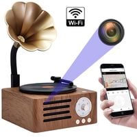GŁOŚNIK BLUETOOTH GRAMOFON Z UKRYTĄ KAMERĄ WiFi, DETEKCJA RUCHU, APLIKACJA