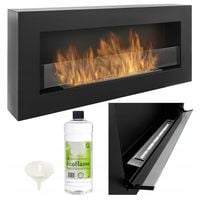 BIOKOMINEK BOX 900x400 czarny z OTWIERANĄ SZYBĄ 90X40