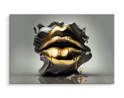 Obraz Ścienny ABSTRAKCYJNE Złote Usta Modny Wzór Efekt 3D 120cm x 80cm na Arena.pl