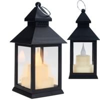Lampion Latarenka Led Ze Świeczką Na Baterie Czarny Ruchomy Płomień