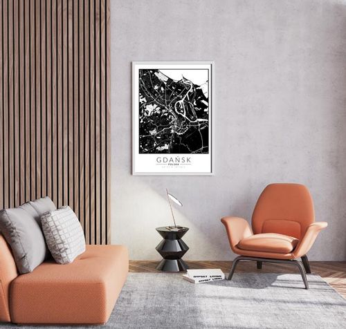 Gdańsk mapa invert - plakat 61x91,5 cm na Arena.pl