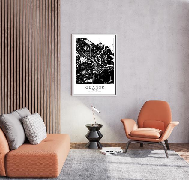Gdańsk mapa invert - plakat 61x91,5 cm zdjęcie 3