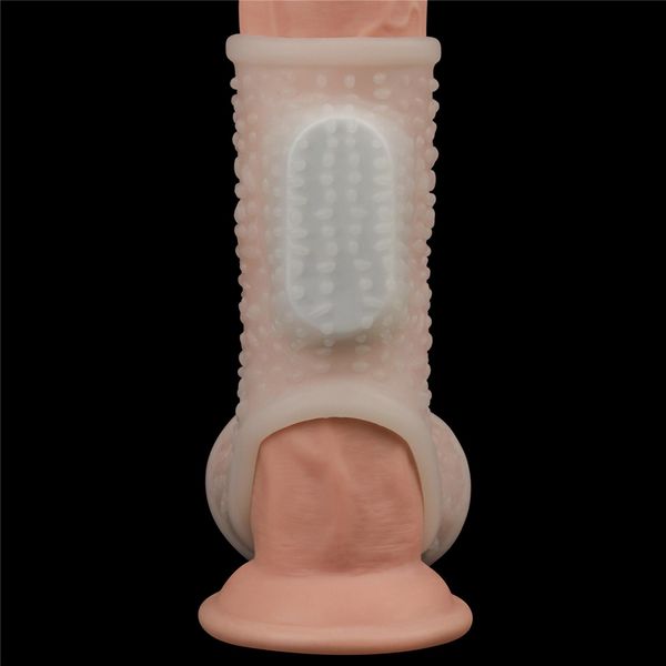 Vibrating Drip Knights Ring With Scrotum Sleeve (White) zdjęcie 5