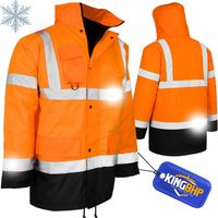 OCIEPLANA Kurtka robocza ZIMOWA z kapturem ODBLASKOWA OSTRZEGAWCZA HV OC
