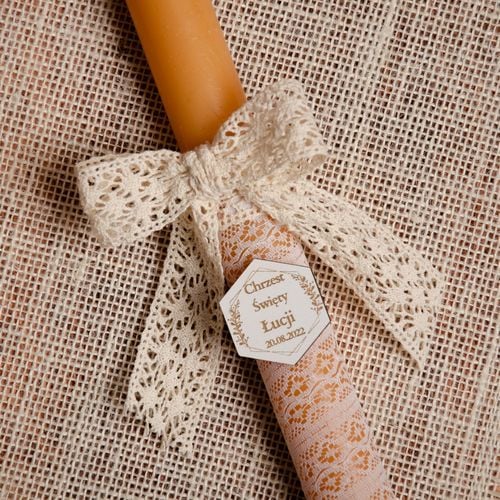 Świeca do Chrztu Świętego z naturalnego wosku z personalizacją SC-17B na Arena.pl