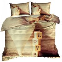 Pościel 3D bawełna satyna 160x200cm SERCA LOVE