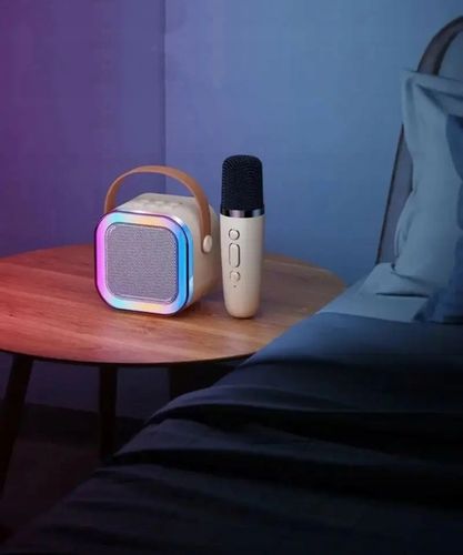 PRZENOŚNY GŁOŚNIK KARAOKE RGB 2 MIKROFONY USB SD MINI JACK BLUETOOTH ZESTAW na Arena.pl