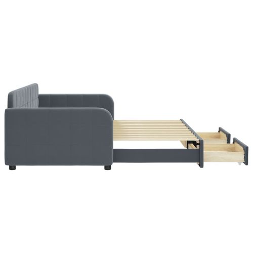 Sofa rozsuwana z szufladami, ciemnoszara, 90x200 cm, aksamit na Arena.pl