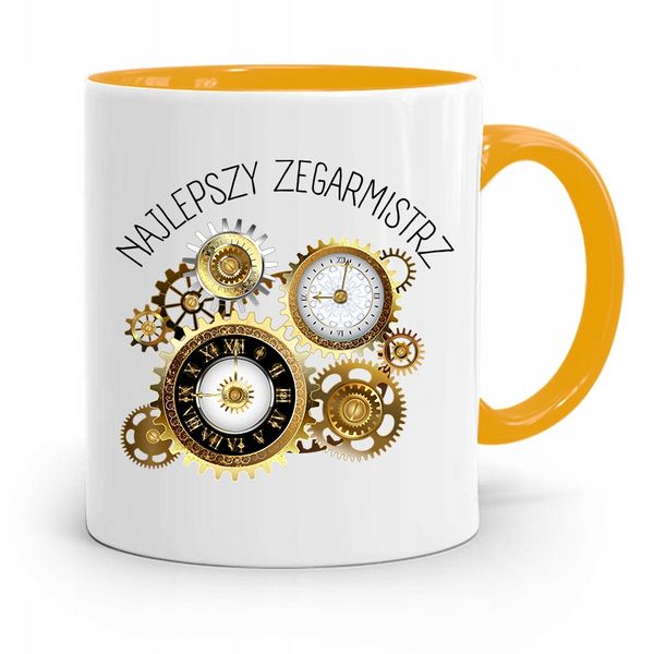 Kubek Żółty Dla Zegarmistrza Najlepszy Zegarmistrz Z Nadrukiem Ze Zdjęciem zdjęcie 1
