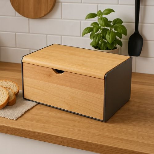 Chlebak Stalowo Bambusowy Pojemnik na Pieczywo Nowoczesny Design na Arena.pl