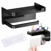 Uchwyt na papier toaletowy z półką czarny montaż bez wiercenia